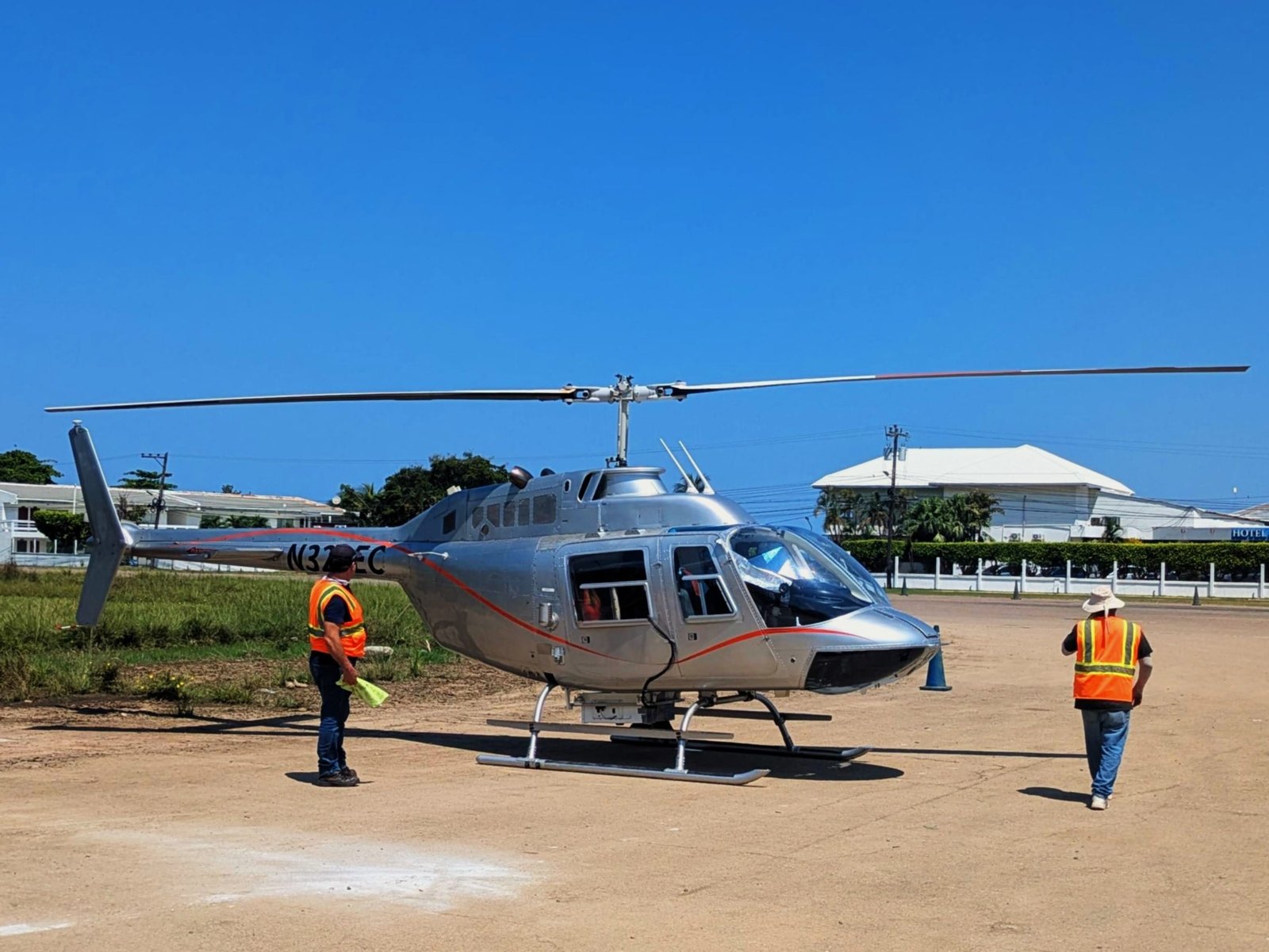 Helicopter with LiDAR sensor on pad